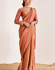 Shimmer Saree with Golden Border and Heavy Hand Embroidered Blouse