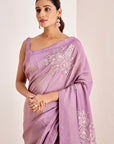 Shimmer Saree with Pitta Work and Plain Bustier Blouse