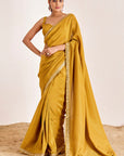 Plain Shimmer Saree with Mirror Work Border and Bustier Blouse