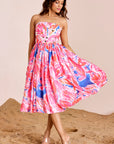 Strapless Tube Balloon Dress with Gathered Waist and Star Embellishment
