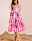 Strapless Tube Balloon Dress with Gathered Waist and Star Embellishment