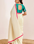 Plain Shimmer Saree with Kodi Pallu and Hand Embroidered Blouse