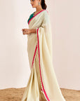 Plain Shimmer Saree with Kodi Pallu and Hand Embroidered Blouse
