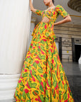 Yellow Ginger Flower Peplum Lehenga (Set Of 2)