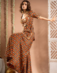 Black Rust Printed Indo-Kurta Set (Set Of 3)