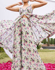 Violet African Floral Anarkali Set (Set Of 3)