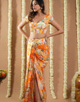 Orange Forest Print Drape Indo Set