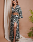 White-Green Digital Printed Drape Skirt Set (Set Of 2)