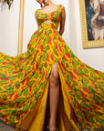 Yellow Ginger Flower Long Indo Dress (Set Of 2)