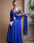 Royal Blue Lehenga Set (Set Of 3)