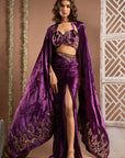 Purple Velvet Indo Drape Set (Set Of 3)