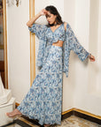 White And Blue Paisley Kimono Set (Set Of 3)