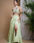 Pastel Pistachio Green Indo Skirt Set (Set Of 2)