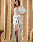 Powder Blue Shimmer Kaudi Drape Set (Set Of 2)
