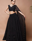 Black Cutwork Lehenga Set (Set Of 2)