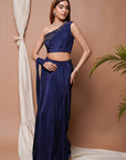 Navy Pre-Stitched Draped Saree