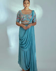 Blush Pink Printed Saree with Elegant Blouse