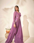 Mint Green Crepe and Organza Drape Skirt Set with Ruffle Dupatta