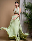 Pastel Pistachio Green Indo Skirt Set (Set Of 2)