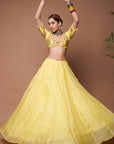 Yellow Chanderi Lehenga Set (Set Of 3)