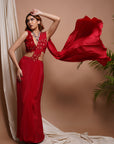 Red Pre-Stitched Draped Saree