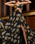 Black Abstract Long Indo Lehenga Dress
