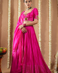Hot Pink Silk Heavy Lehenga Set (Set Of 3)