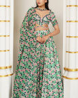 Green Pink Floral Lehenga (Set Of 3)