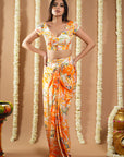 Orange Forest Print Drape Indo Set