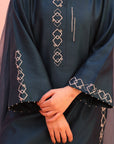 Khushboo & Pankaj Teal Embroidered Kurta Set with Sheer Dupatta