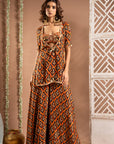 Black Rust Printed Indo-Kurta Set (Set Of 3)