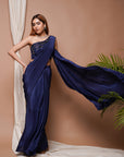 Navy Pre-Stitched Draped Saree