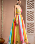 Horse Print One Shoulder Lehenga Set (Set Of 2)