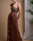 Rustic Brown Corset Drape Set (Set Of 2)