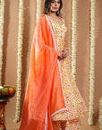 Off White Multicolor Printed Anarkali Set (Set Of 3)