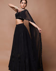 Black Cutwork Lehenga Set (Set Of 2)