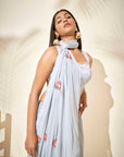 Blush Pink Printed Saree with Elegant Blouse - Satin