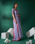 Lilac Tussar Silk and Georgette Short Anarkali / Peplum Suit Set