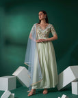 Intricately Sequin Embroidered Ombre Georgette Anarkali in Green
