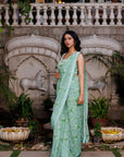 Hand Crafted Blouse with Intricate Geometrical and Floral Saree