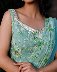 Hand Crafted Blouse with Intricate Geometrical and Floral Saree