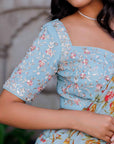 Red Thread and Zardosi Bridal Saree with Floral Motifs