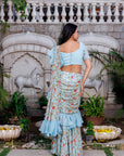 Red Thread and Zardosi Bridal Saree with Floral Motifs