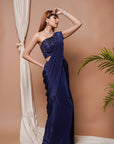 Navy Pre-Stitched Draped Saree