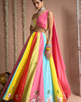 Horse Print One Shoulder Lehenga Set (Set Of 2)