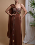 Rustic Brown Corset Drape Set (Set Of 2)