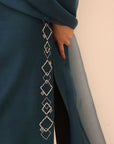 Khushboo & Pankaj Teal Embroidered Kurta Set with Sheer Dupatta