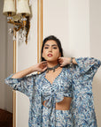 White And Blue Paisley Kimono Set (Set Of 3)