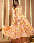 Off White Multicolor Printed Anarkali Set (Set Of 3)