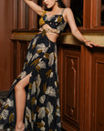 Black Abstract Long Indo Lehenga Dress